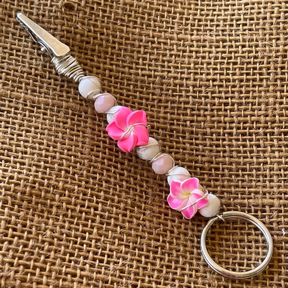 Plumeria Roach Clip/ Credit Card Clip/ Jewelry Assist/ Long Nails